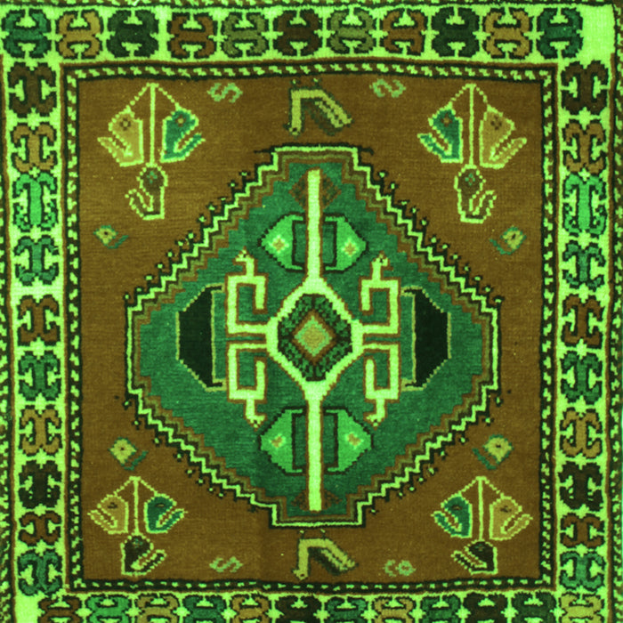 Round Machine Washable Persian Green Traditional Area Rugs, wshtr493grn