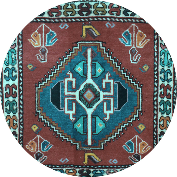 Round Machine Washable Persian Light Blue Traditional Rug, wshtr493lblu