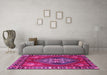 Machine Washable Persian Pink Traditional Rug in a Living Room, wshtr493pnk