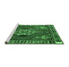 Sideview of Machine Washable Persian Emerald Green Traditional Area Rugs, wshtr493emgrn