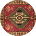 Round Persian Brown Traditional Rug, tr493brn