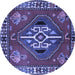 Round Machine Washable Persian Blue Traditional Rug, wshtr493blu