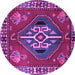 Round Machine Washable Persian Purple Traditional Area Rugs, wshtr493pur