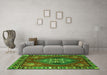 Machine Washable Persian Green Traditional Area Rugs in a Living Room,, wshtr493grn