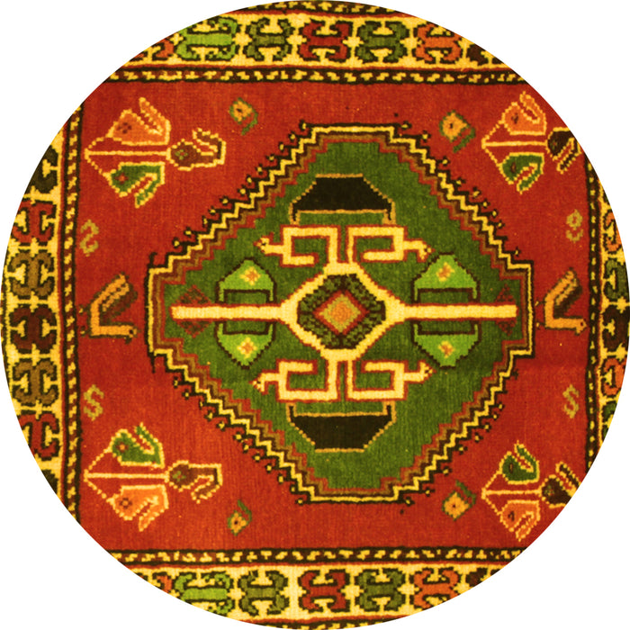 Round Persian Yellow Traditional Rug, tr493yw