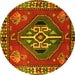 Round Persian Yellow Traditional Rug, tr493yw