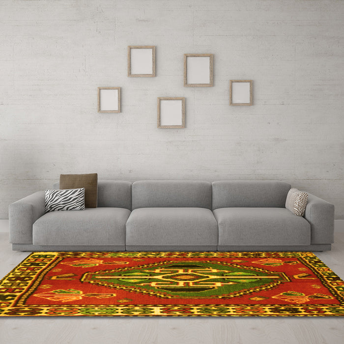 Machine Washable Persian Yellow Traditional Rug in a Living Room, wshtr493yw
