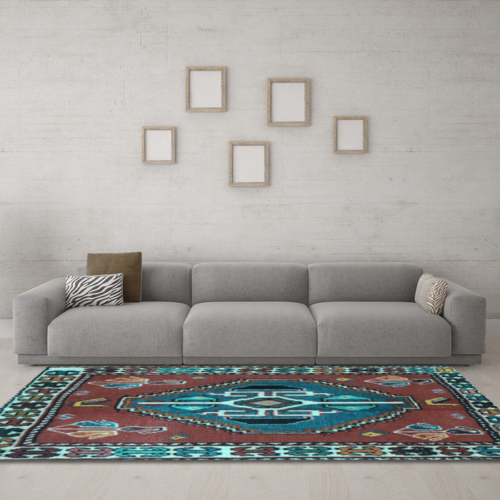 Machine Washable Persian Light Blue Traditional Rug in a Living Room, wshtr493lblu