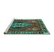 Sideview of Machine Washable Persian Turquoise Traditional Area Rugs, wshtr493turq