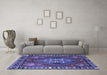 Machine Washable Persian Blue Traditional Rug in a Living Room, wshtr493blu