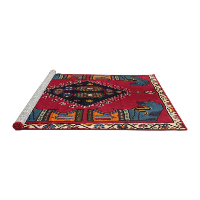 Sideview of Machine Washable Traditional Red Rug, wshtr494