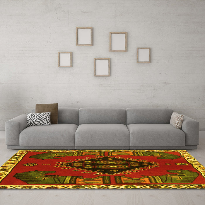 Machine Washable Persian Yellow Traditional Rug in a Living Room, wshtr494yw