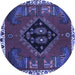 Round Persian Blue Traditional Rug, tr494blu