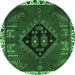 Round Persian Emerald Green Traditional Rug, tr494emgrn