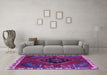 Machine Washable Persian Purple Traditional Area Rugs in a Living Room, wshtr494pur