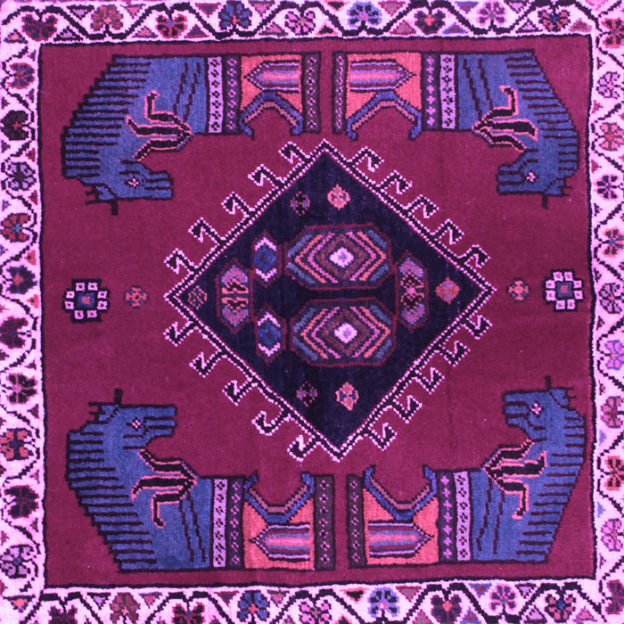 Square Machine Washable Persian Purple Traditional Area Rugs, wshtr494pur