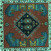 Square Persian Turquoise Traditional Rug, tr494turq