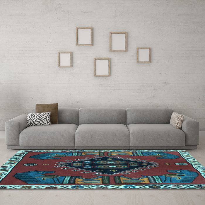 Machine Washable Persian Light Blue Traditional Rug in a Living Room, wshtr494lblu