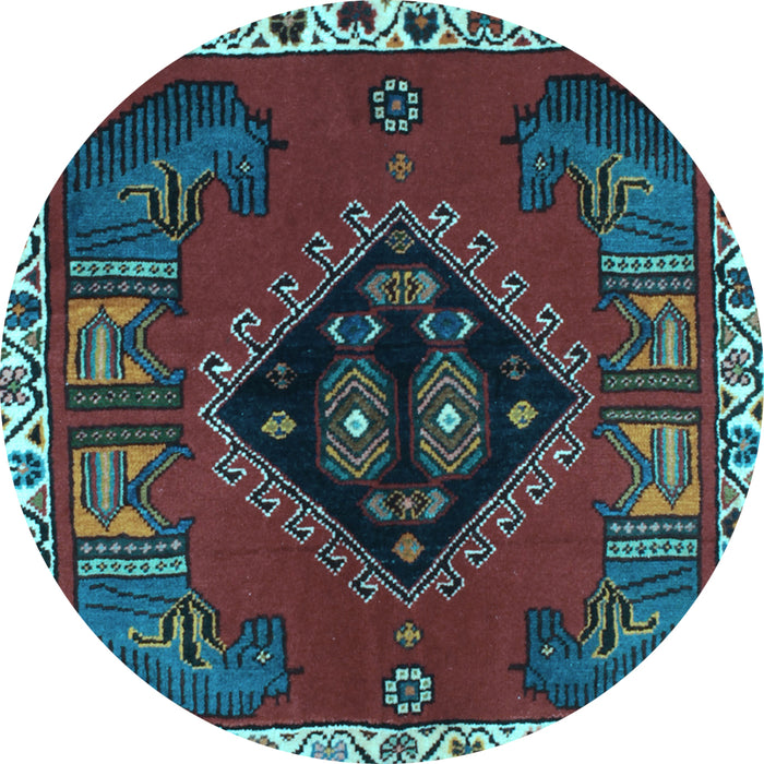 Round Machine Washable Persian Light Blue Traditional Rug, wshtr494lblu