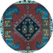 Round Persian Light Blue Traditional Rug, tr494lblu
