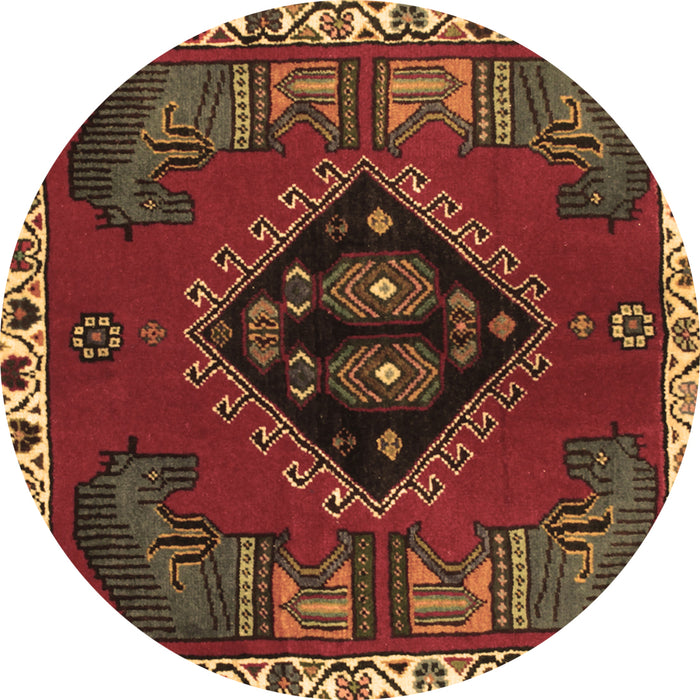 Round Persian Brown Traditional Rug, tr494brn