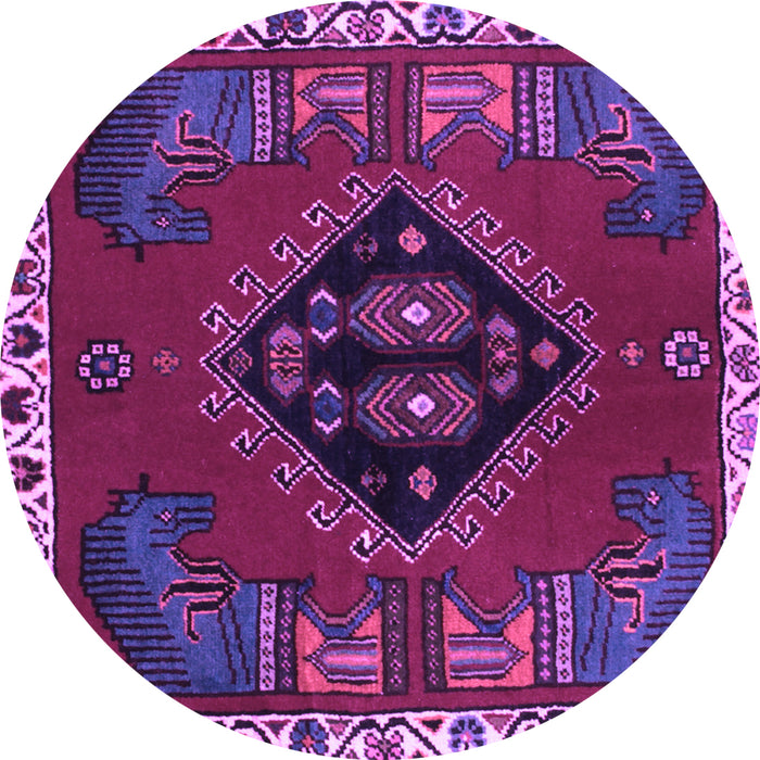 Round Persian Purple Traditional Rug, tr494pur