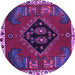 Round Persian Purple Traditional Rug, tr494pur
