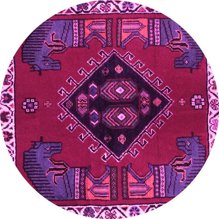 Round Machine Washable Persian Pink Traditional Rug, wshtr494pnk