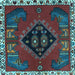 Square Machine Washable Persian Light Blue Traditional Rug, wshtr494lblu