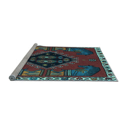 Sideview of Machine Washable Persian Light Blue Traditional Rug, wshtr494lblu