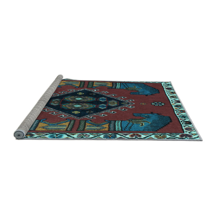 Sideview of Machine Washable Persian Light Blue Traditional Rug, wshtr494lblu