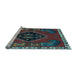 Sideview of Machine Washable Persian Light Blue Traditional Rug, wshtr494lblu