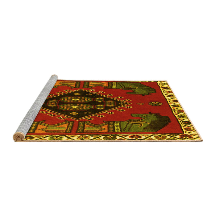 Sideview of Machine Washable Persian Yellow Traditional Rug, wshtr494yw