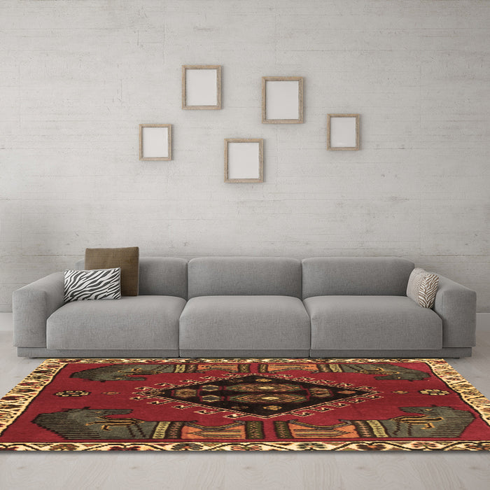 Machine Washable Persian Brown Traditional Rug in a Living Room,, wshtr494brn