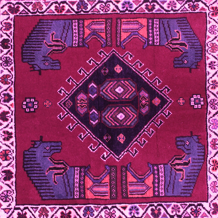 Square Machine Washable Persian Pink Traditional Rug, wshtr494pnk