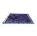 Sideview of Machine Washable Persian Blue Traditional Rug, wshtr494blu