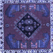 Square Machine Washable Persian Blue Traditional Rug, wshtr494blu