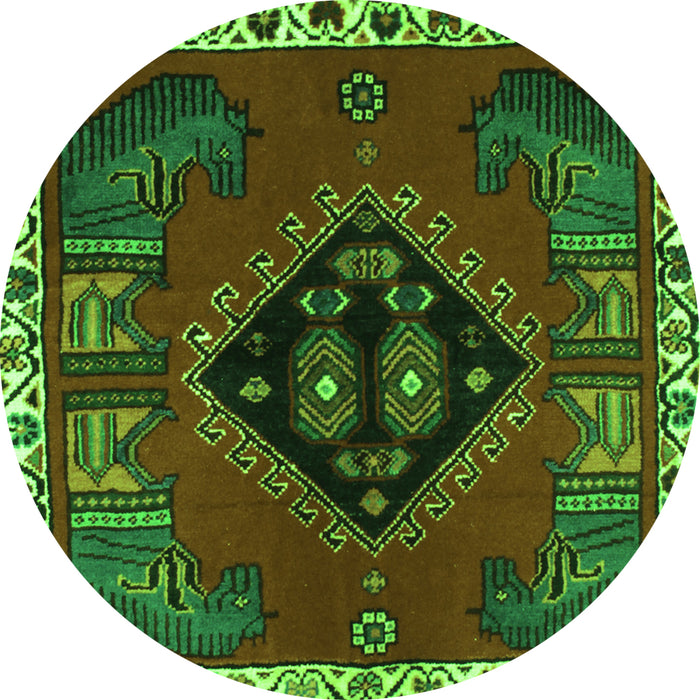 Square Persian Green Traditional Rug, tr494grn