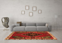 Machine Washable Persian Orange Traditional Rug, wshtr494org