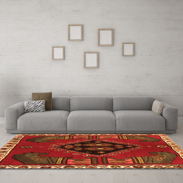 Machine Washable Persian Orange Traditional Area Rugs in a Living Room, wshtr494org