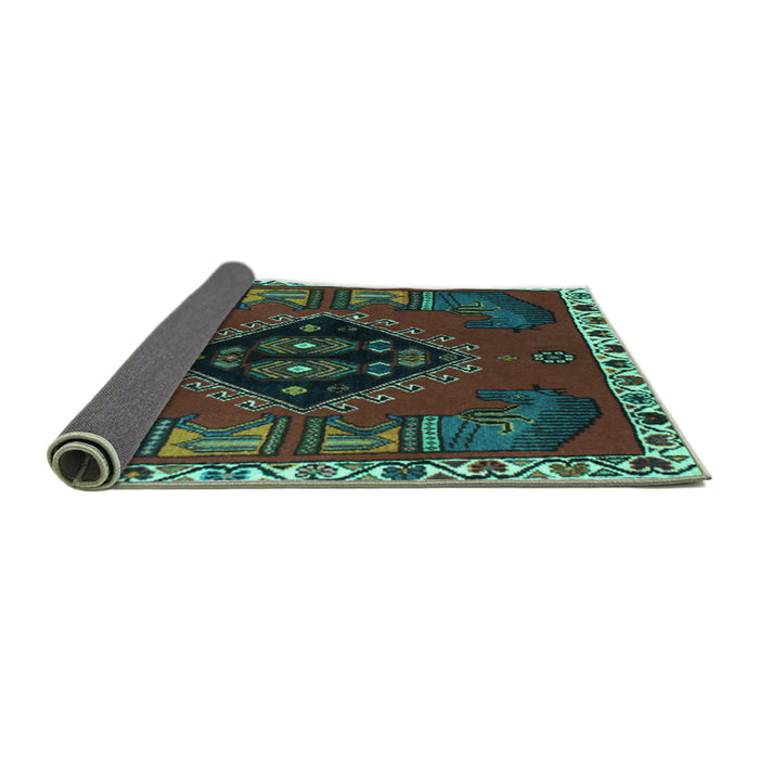 Sideview of Persian Turquoise Traditional Rug, tr494turq