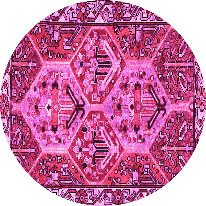 Round Machine Washable Persian Pink Traditional Rug, wshtr495pnk