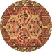 Round Persian Brown Traditional Rug, tr495brn