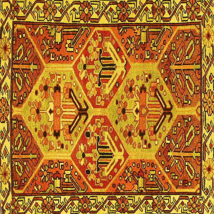 Square Machine Washable Persian Yellow Traditional Rug, wshtr495yw
