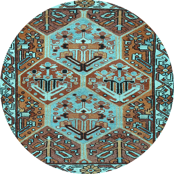 Round Machine Washable Persian Light Blue Traditional Rug, wshtr495lblu