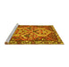 Sideview of Machine Washable Persian Yellow Traditional Rug, wshtr495yw