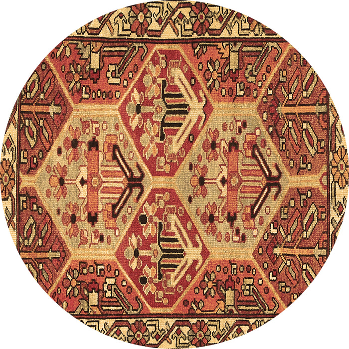 Round Machine Washable Persian Brown Traditional Rug, wshtr495brn
