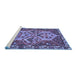 Sideview of Machine Washable Persian Blue Traditional Rug, wshtr495blu