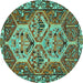 Round Persian Turquoise Traditional Rug, tr495turq