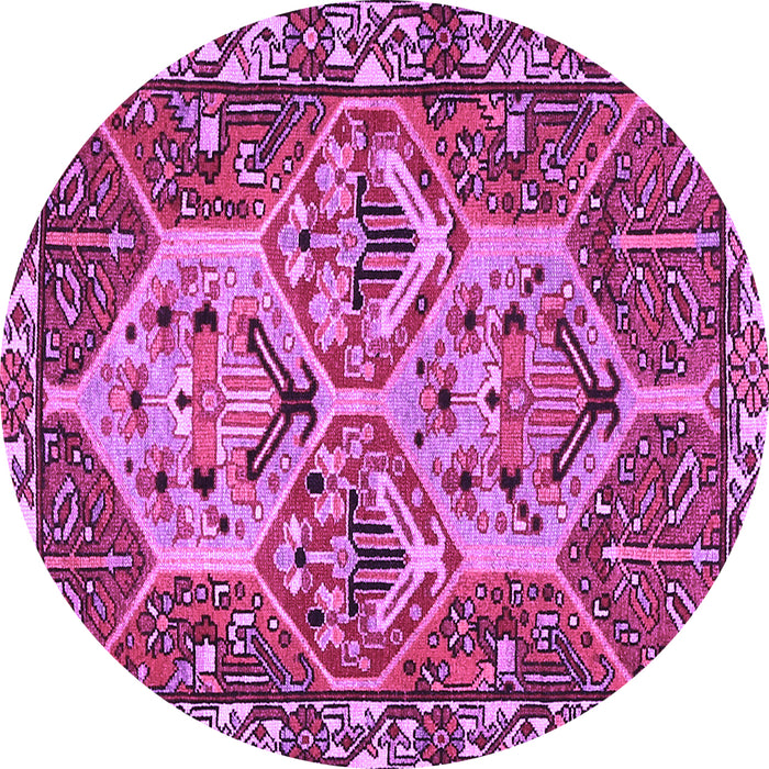 Round Persian Purple Traditional Rug, tr495pur